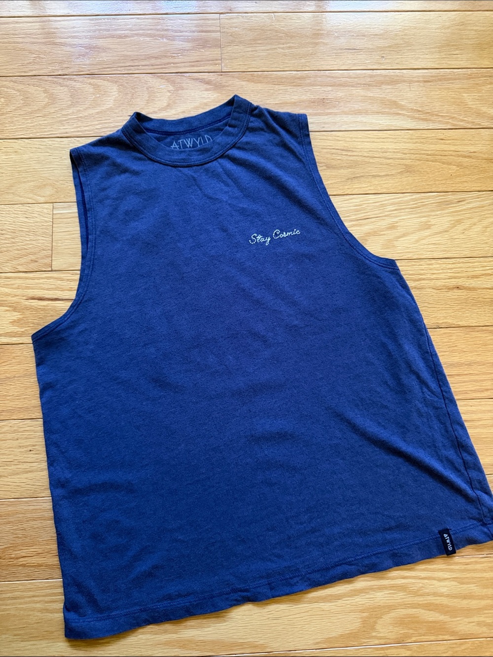 Women's Navy Sleeveless Tank - Stay Cosmic Embroidery